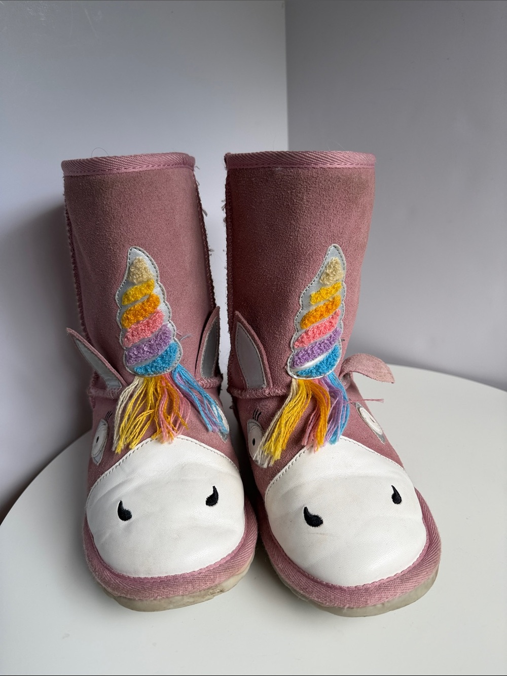 EMU Australia Magical Unicorn Merino Wool Lined Suede Boots Pink Kids K2 used